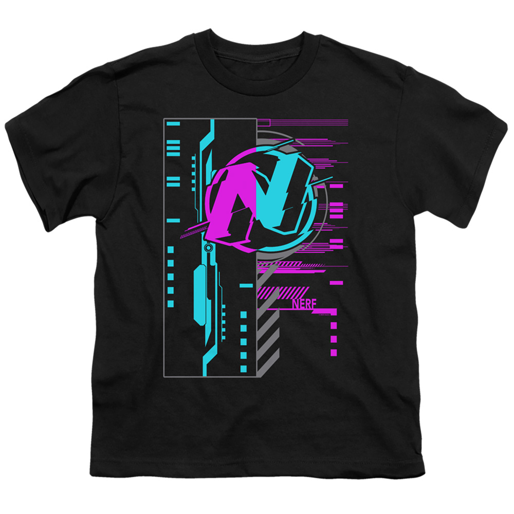 Nerf & Cyber-Short Sleeve 18-1 Youth T-Shirt, Black - Extra Large