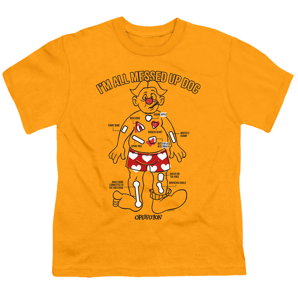 Operation & Messed Up-Short Sleeve 18-1 Youth T-Shirt, Gold - Medium