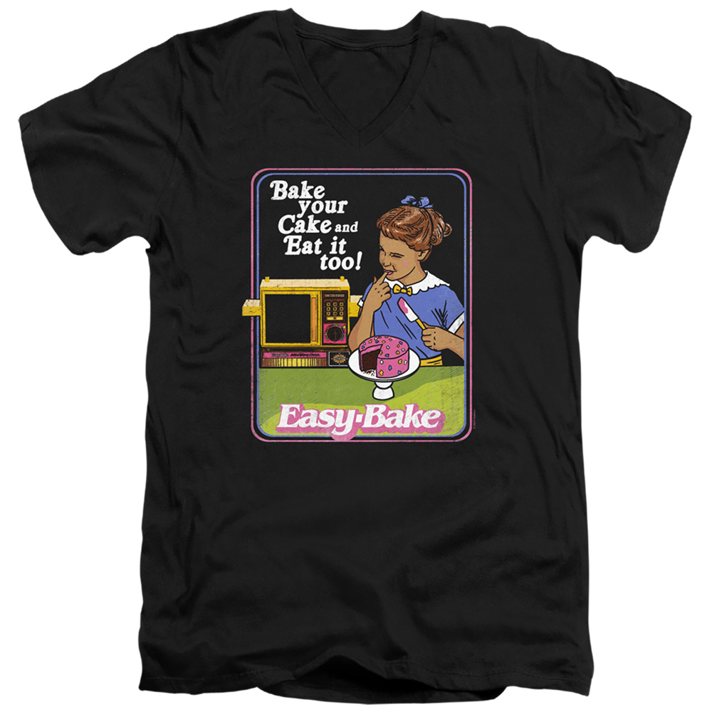 Easy Bake Oven & Bake Your Cake-Short Sleeve 30-1 Adult V-Neck Tee, Black - Medium