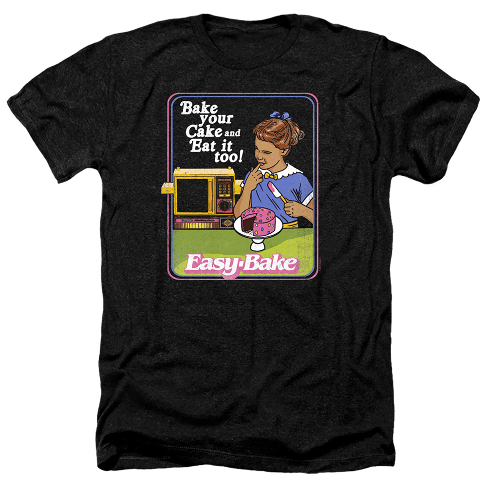 Easy Bake Oven & Bake Your Cake-Adult Heather T-Shirt, Black - Medium