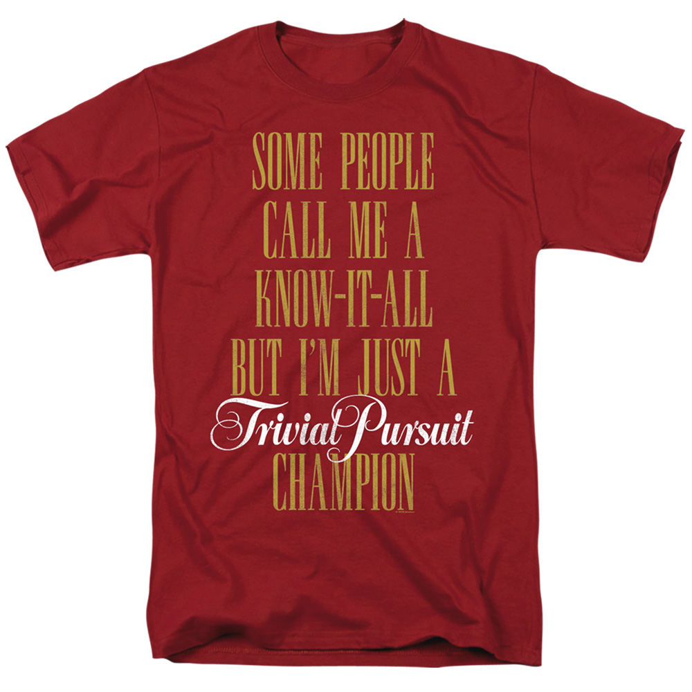 HBRO480-AT-6 Trivial Pursuit & Know It All-Short Sleeve 18-1 Adult T-Shirt, Cardinal - 3X -  Trevco