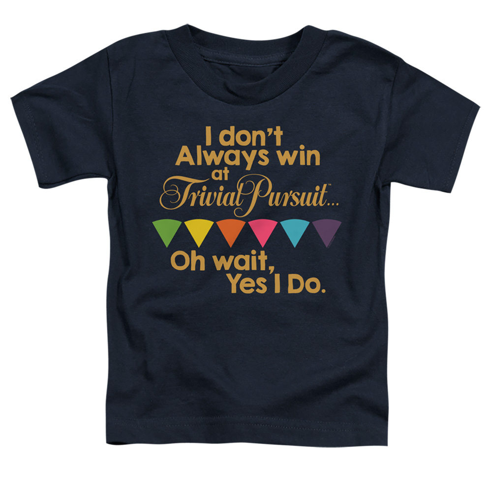 Trivial Pursuit & I Always Win-Short Sleeve Toddler Tee, Navy - Small 2T
