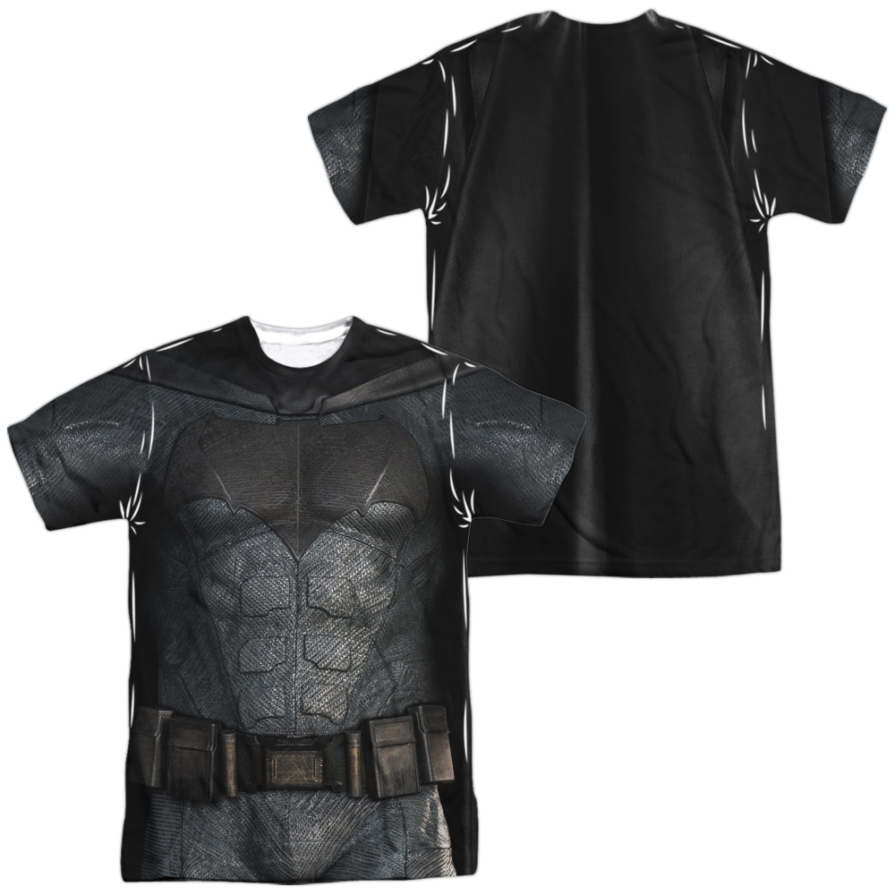 JLM179FB-ATPP-5 Justice League Movie & Batman Uniform Front & Back Print Adult Regular Fit Polyster Crew Neck Short Sleeve T-Shirt, White - 2X -  Trevco