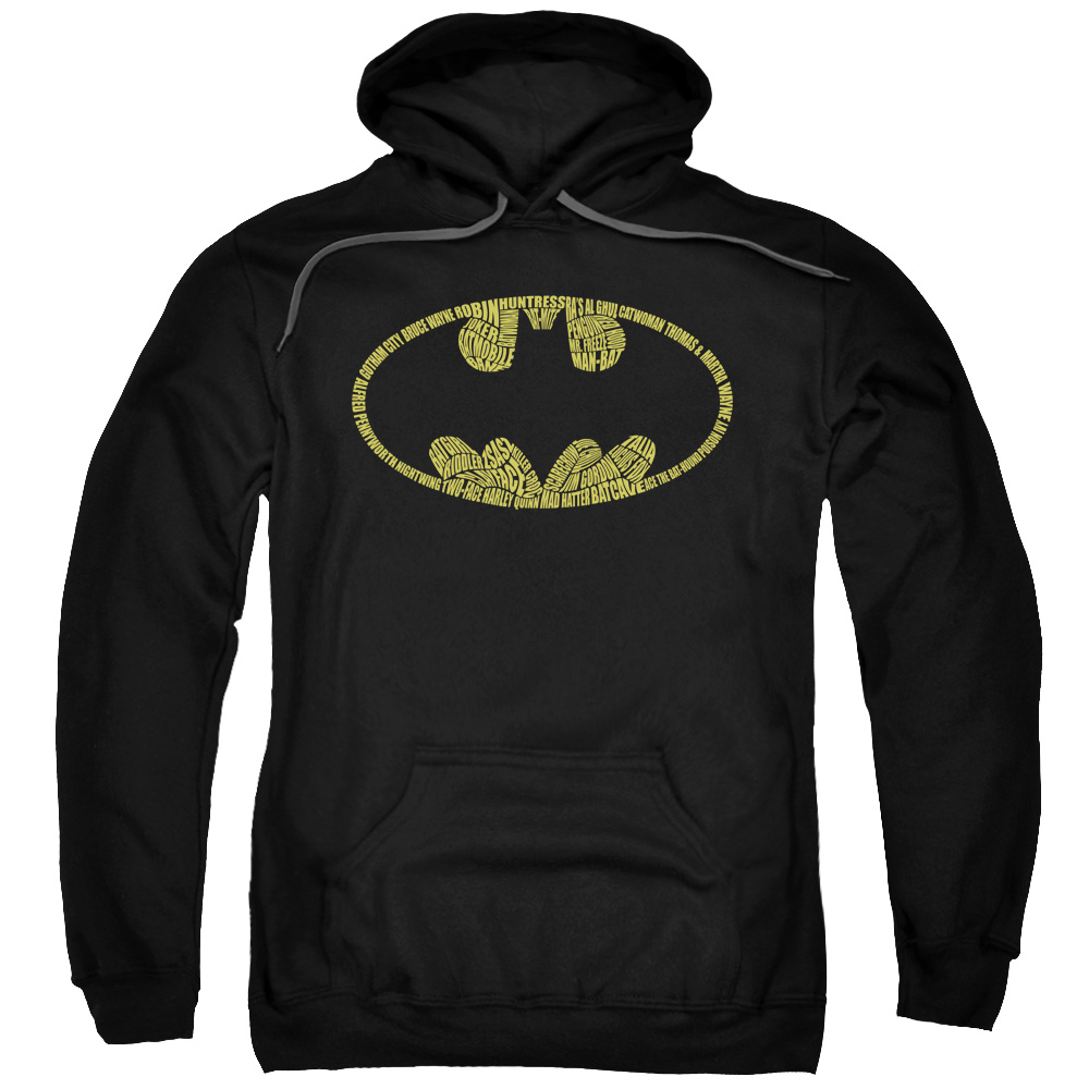 BM2231-AFTH-7 Batman & Word Logo Adult Pull-Over Hoodie, Black - 4X -  Trevco