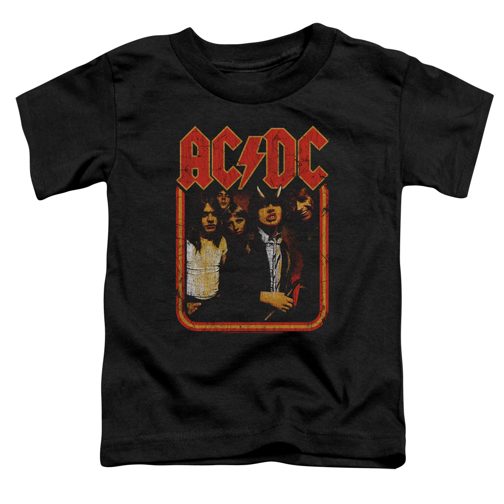 ACDC177-TT-3 ACDC & Group Distressed Toddler Cotton Short Sleeve T-Shirt, Black - Large - 4 Toddler