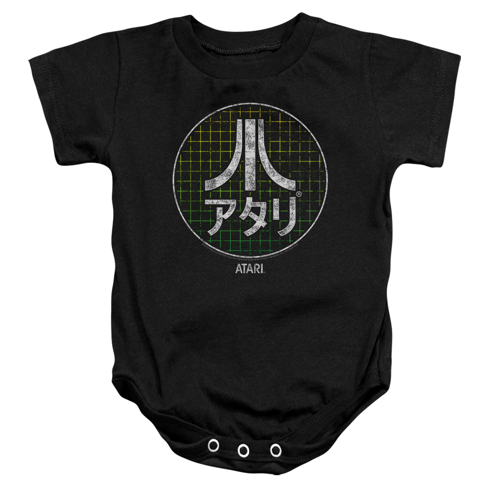 ATRI102-SS-2 Atari & Japanese Grid Infant Cotton Snapsuit, Black - Medium - 12 Months