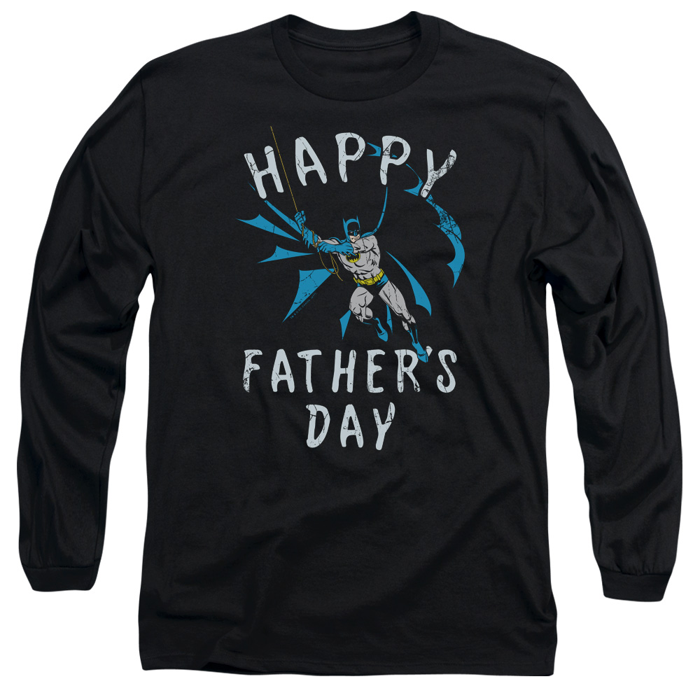 BM2826-AL-3 Batman & Fathers Day Adult Cotton Long Sleeve 18-1 T-Shirt, Black - Large