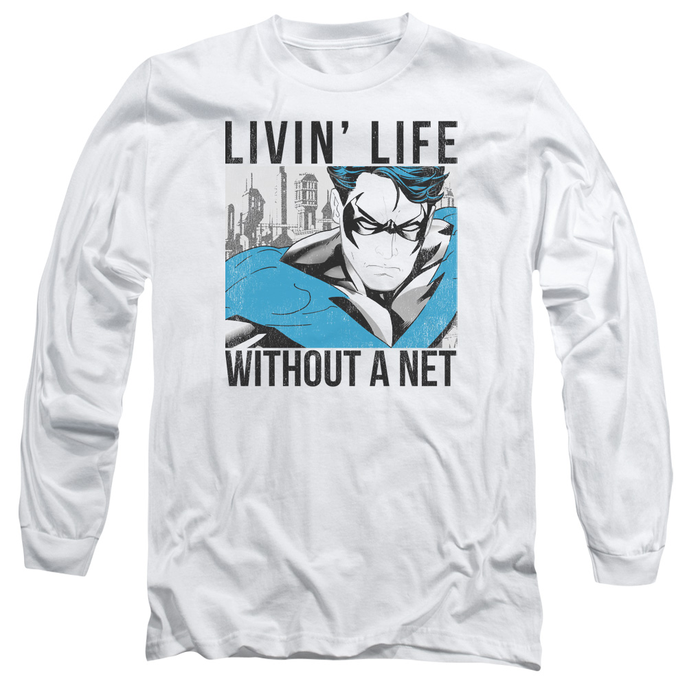 BM2638-AL-6 Batman & Without a Net Adult Cotton Long Sleeve 18-1 T-Shirt, White - 3X