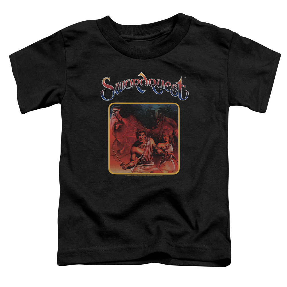 ATRI205-TT-2 Atari & Swordquest Toddler Cotton Short Sleeve T-Shirt, Black - Medium - 3 Toddler