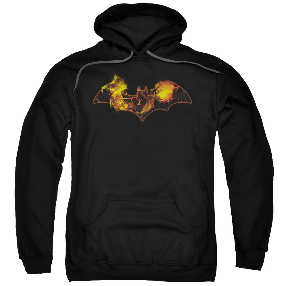 BM2244-AFTH-7 Batman & Molten Logo Adult Pull-Over Hoodie, Black - 4X -  Trevco