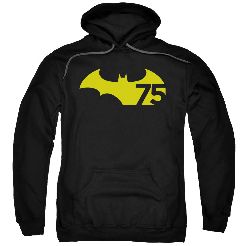 BM2441-AFTH-7 Batman & 75 Logo 2 Adult Pull-Over Hoodie, Black - 4X -  Trevco