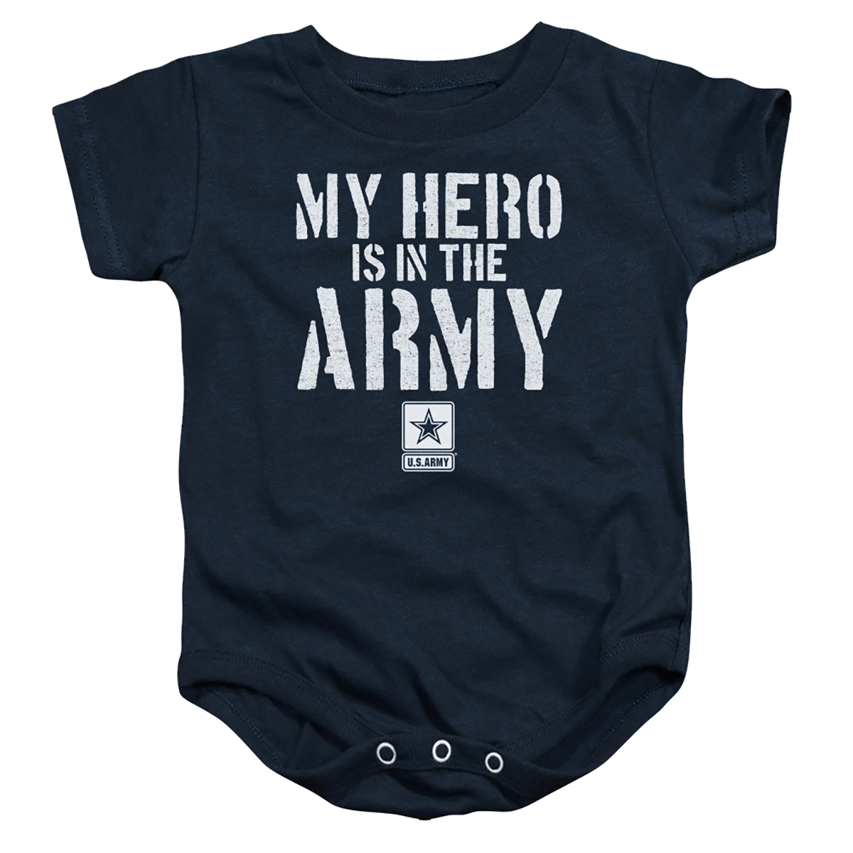 AR163-SS-2 Army & My Hero Infant Cotton Snapsuit, Navy - Medium - 12 Months