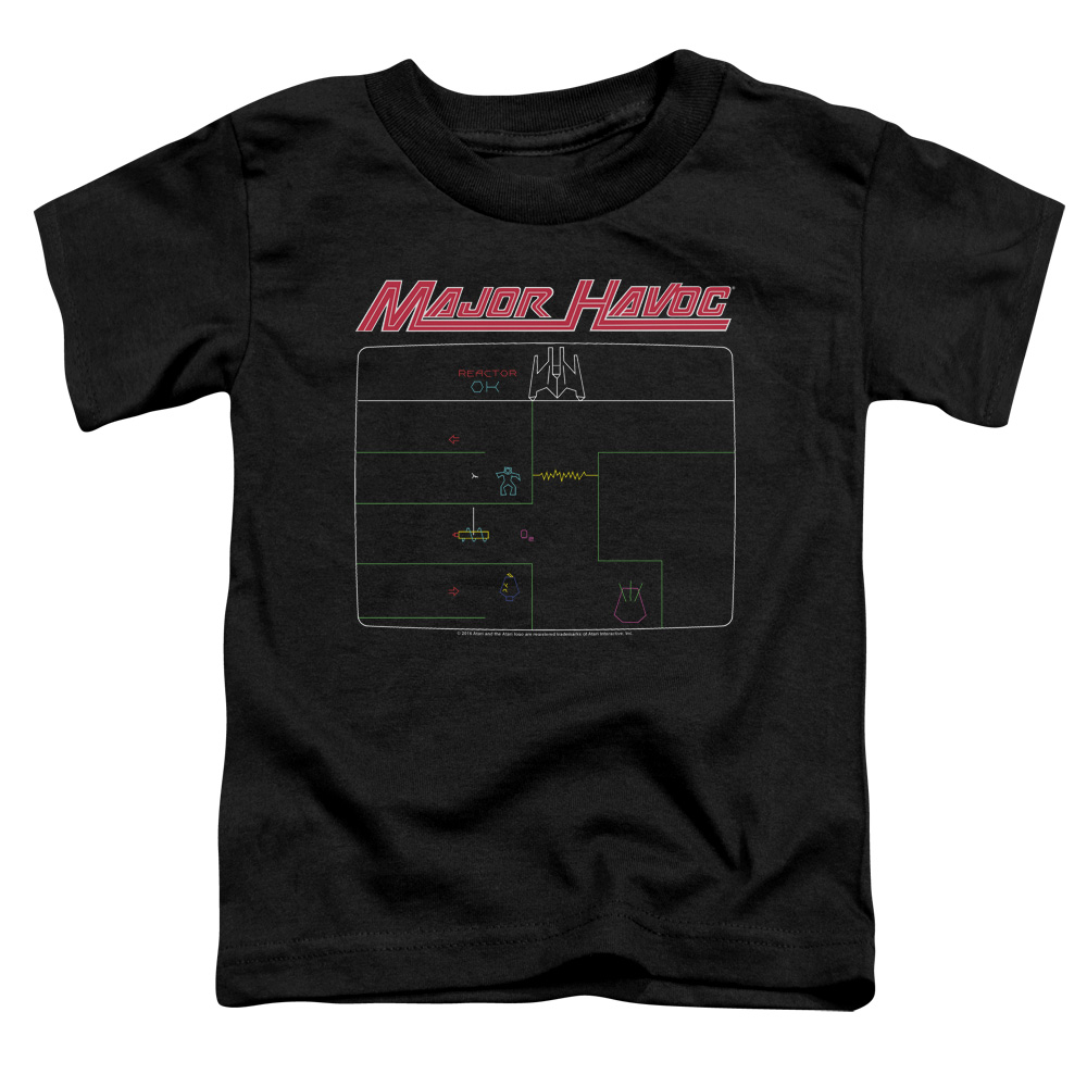 ATRI135-TT-1 Atari & Major Havoc Screen Toddler Cotton Short Sleeve T-Shirt, Black - Small - 2 Toddler