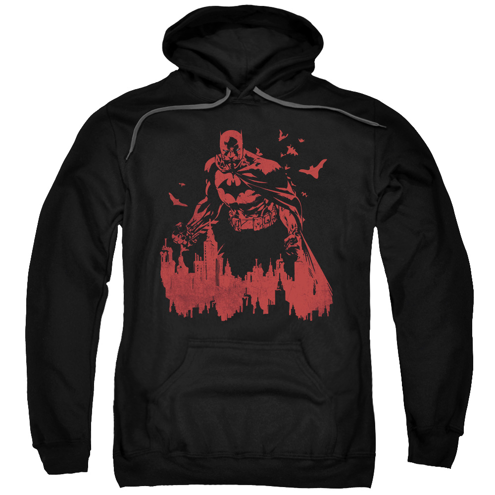 BM2228-AFTH-7 Batman & Red Knight Adult Pull-Over Hoodie, Black - 4X -  Trevco