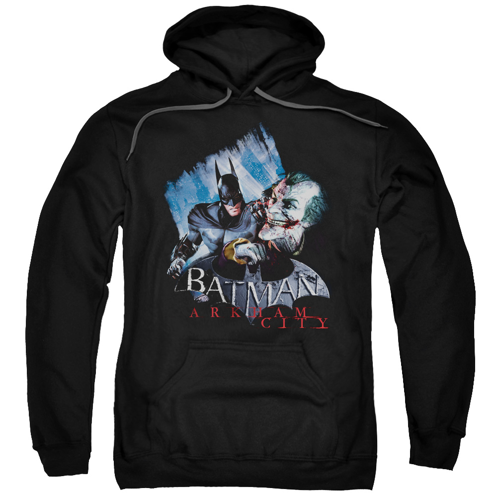 BM1975-AFTH-7 Arkham City & Jokes on You Adult Pull-Over Hoodie, Black - 4X -  Trevco