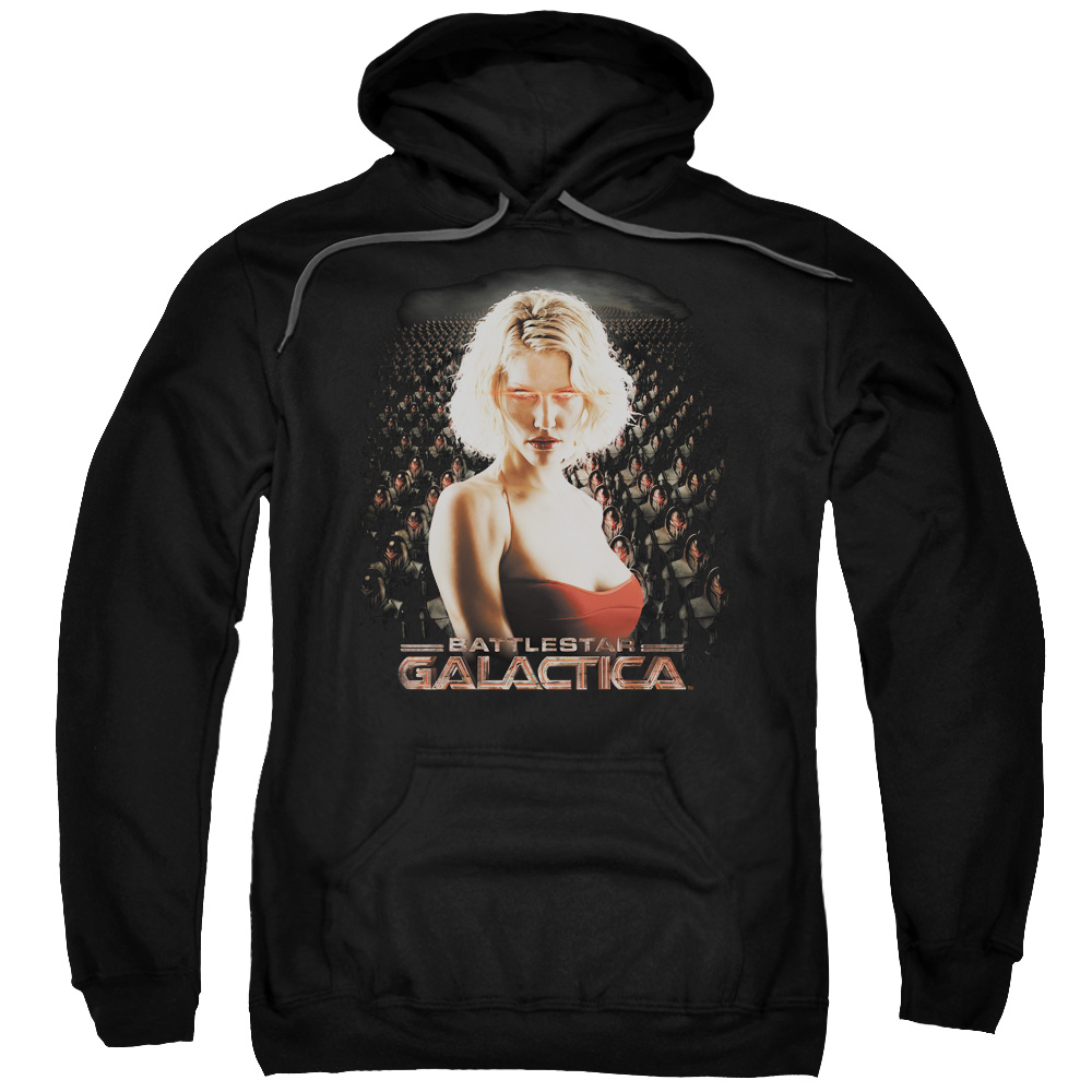 BSG102-AFTH-7 BSG & Cylon Legion Adult Pull-Over Hoodie, Black - 4X -  Trevco