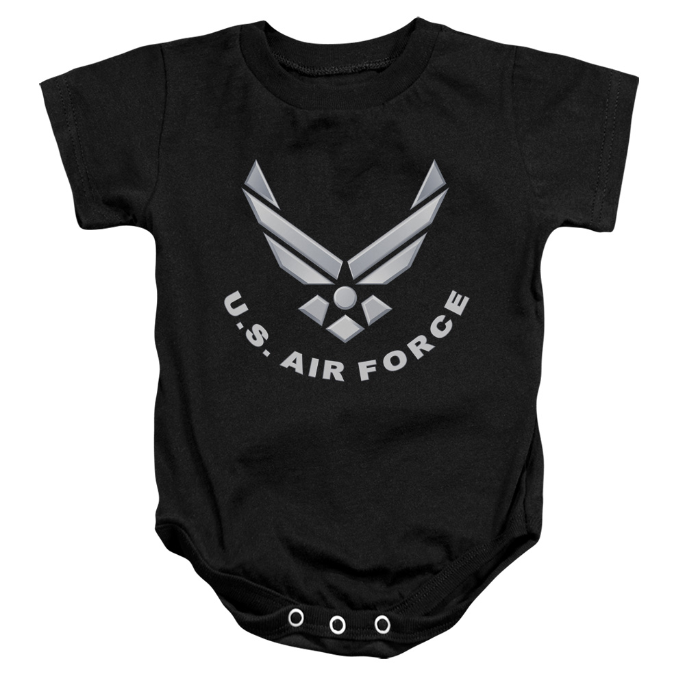 AF106-SS-3 Air Force & Logo Infant Cotton Snapsuit, Black - Large - 18 Months