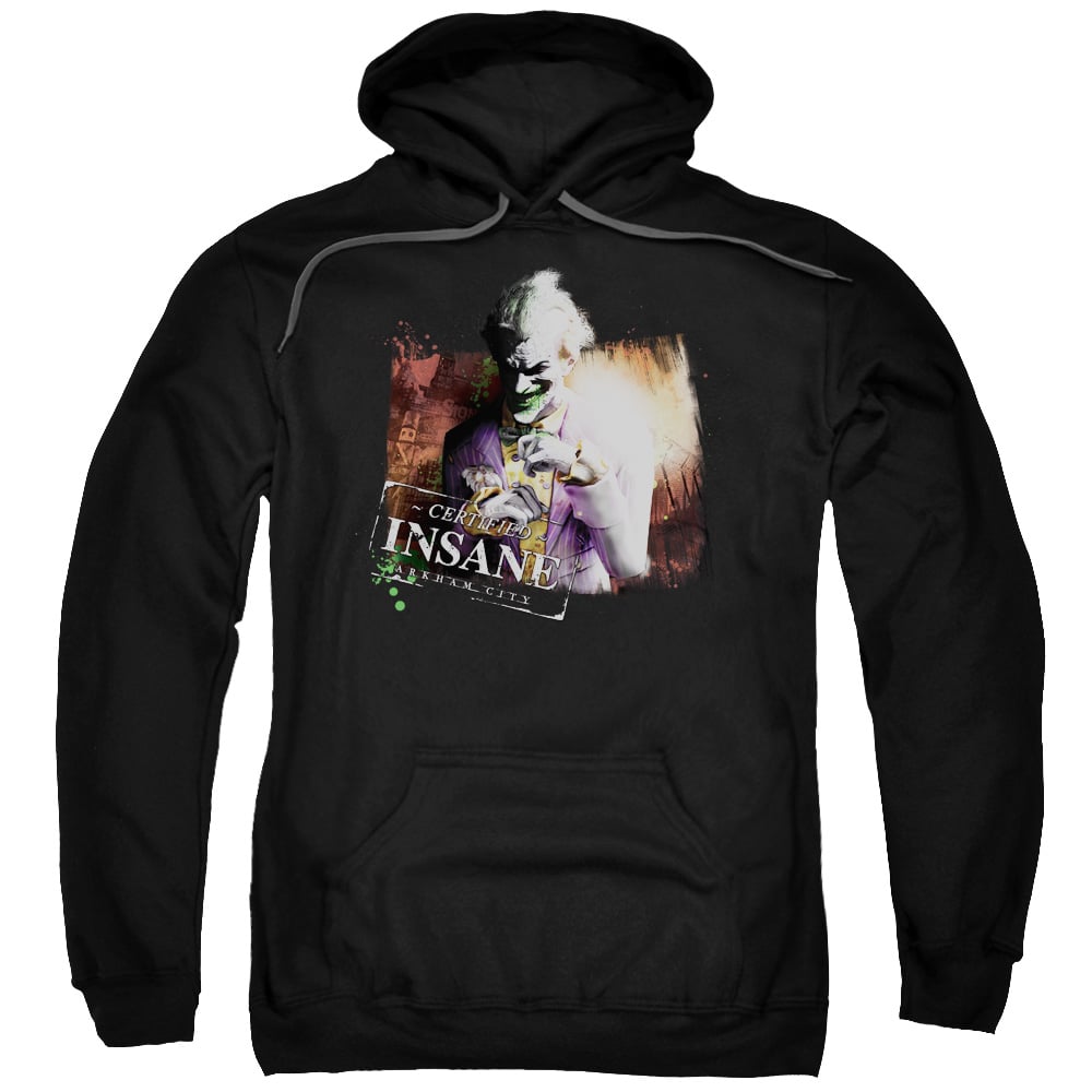 BM1998-AFTH-7 Arkham City & Certified Insane Adult Pull-Over Hoodie, Black - 4X -  Trevco