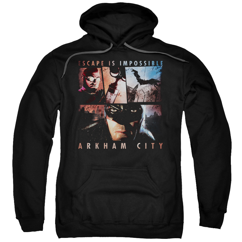 BM1984-AFTH-7 Arkham City & Escape is Impossible Adult Pull-Over Hoodie, Black - 4X -  Trevco