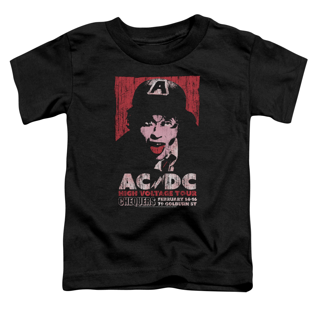 ACDC & High Voltage Live 1975 Toddler Cotton Short Sleeve T-Shirt, Black - Large - 4 Toddler