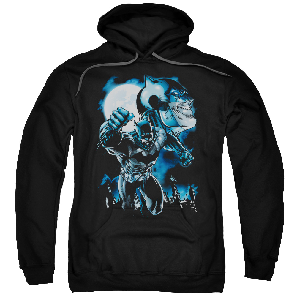 BM2128-AFTH-7 Batman & Moonlight Bat Adult Pull-Over Hoodie, Black - 4X -  Trevco