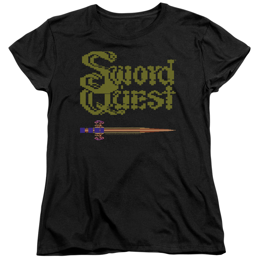ATRI207-WT-5 Atari & 8 Bit Sword Womens Cotton Short Sleeve T-Shirt, Black - 2X