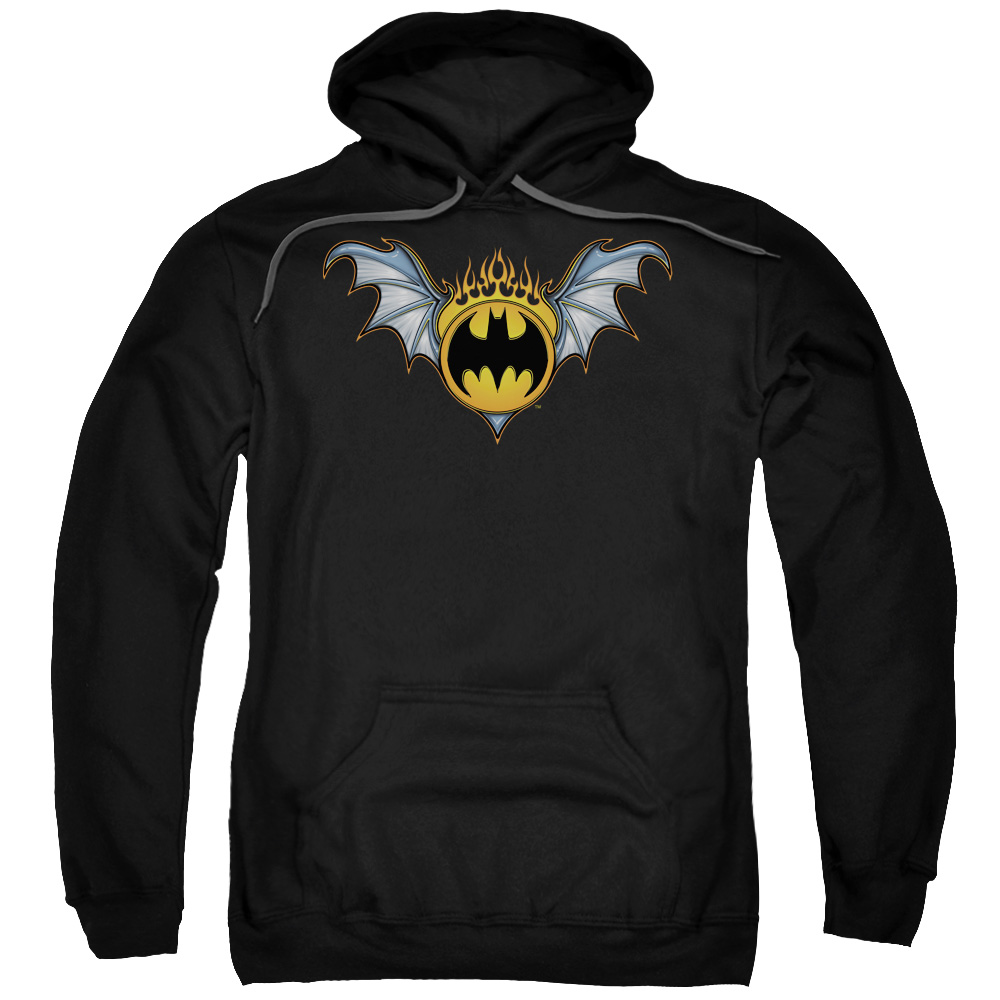 BM809-AFTH-7 Batman & Bat Wings Logo Adult Pull-Over Hoodie, Black - 4X -  Trevco