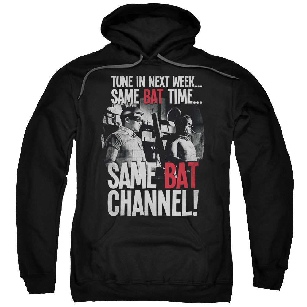 BMT114-AFTH-7 Batman Classic TV & Bat Channel Adult Pull-Over Hoodie, Black - 4X -  Trevco