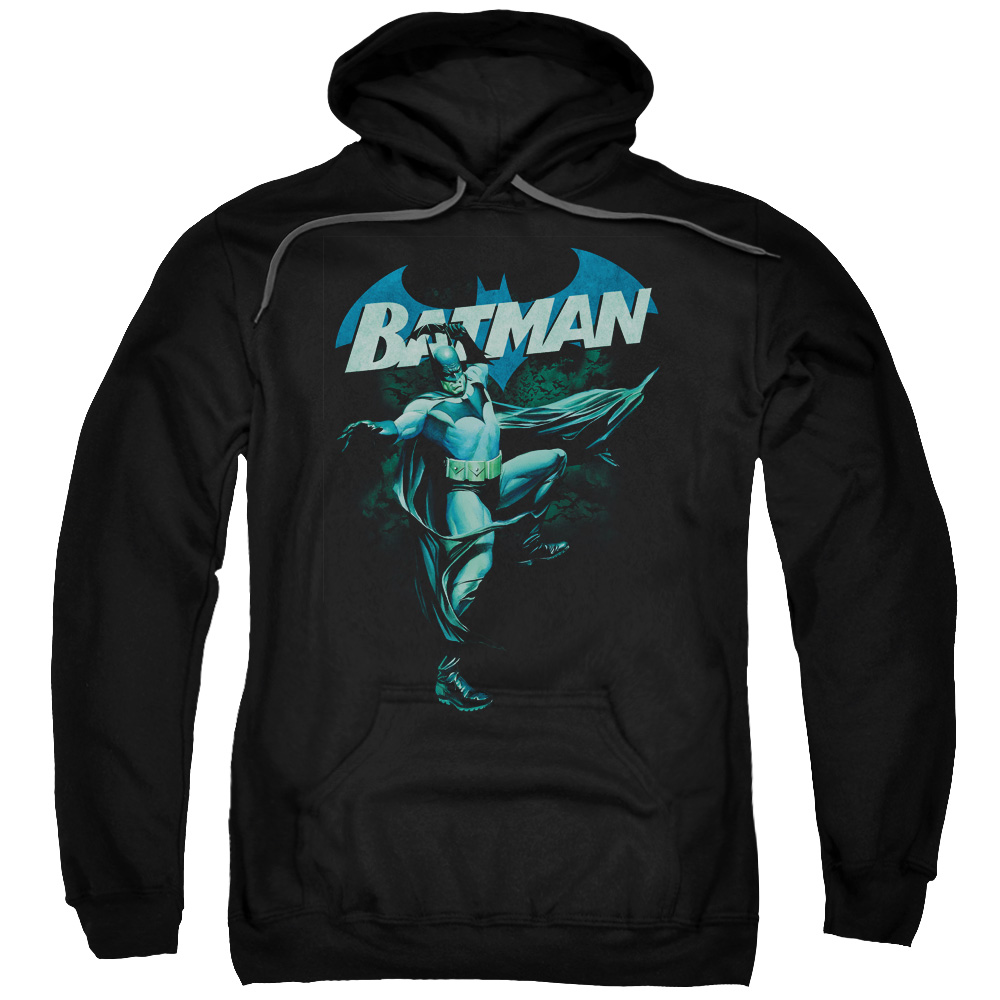 BM2359-AFTH-7 Batman & Blue Bat Adult Pull-Over Hoodie, Black - 4X -  Trevco