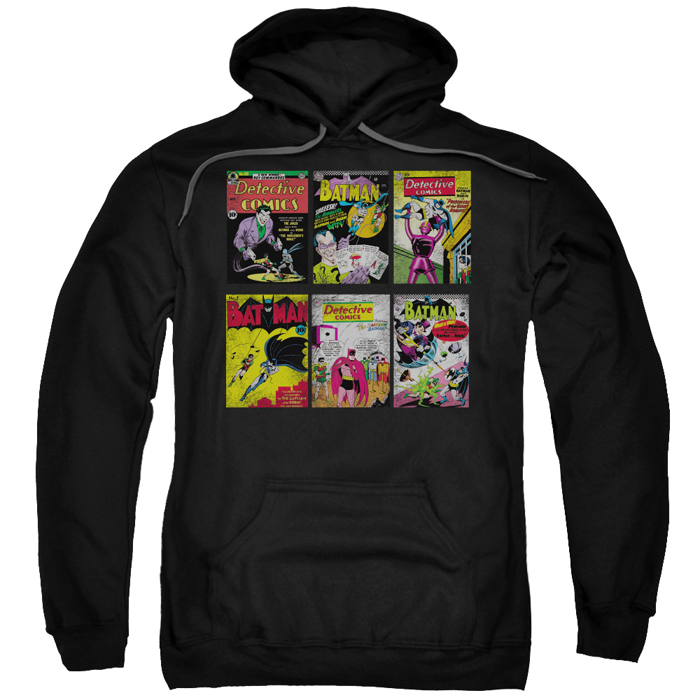 BM1960-AFTH-7 Batman & Bm Covers Adult Pull-Over Hoodie, Black - 4X -  Trevco