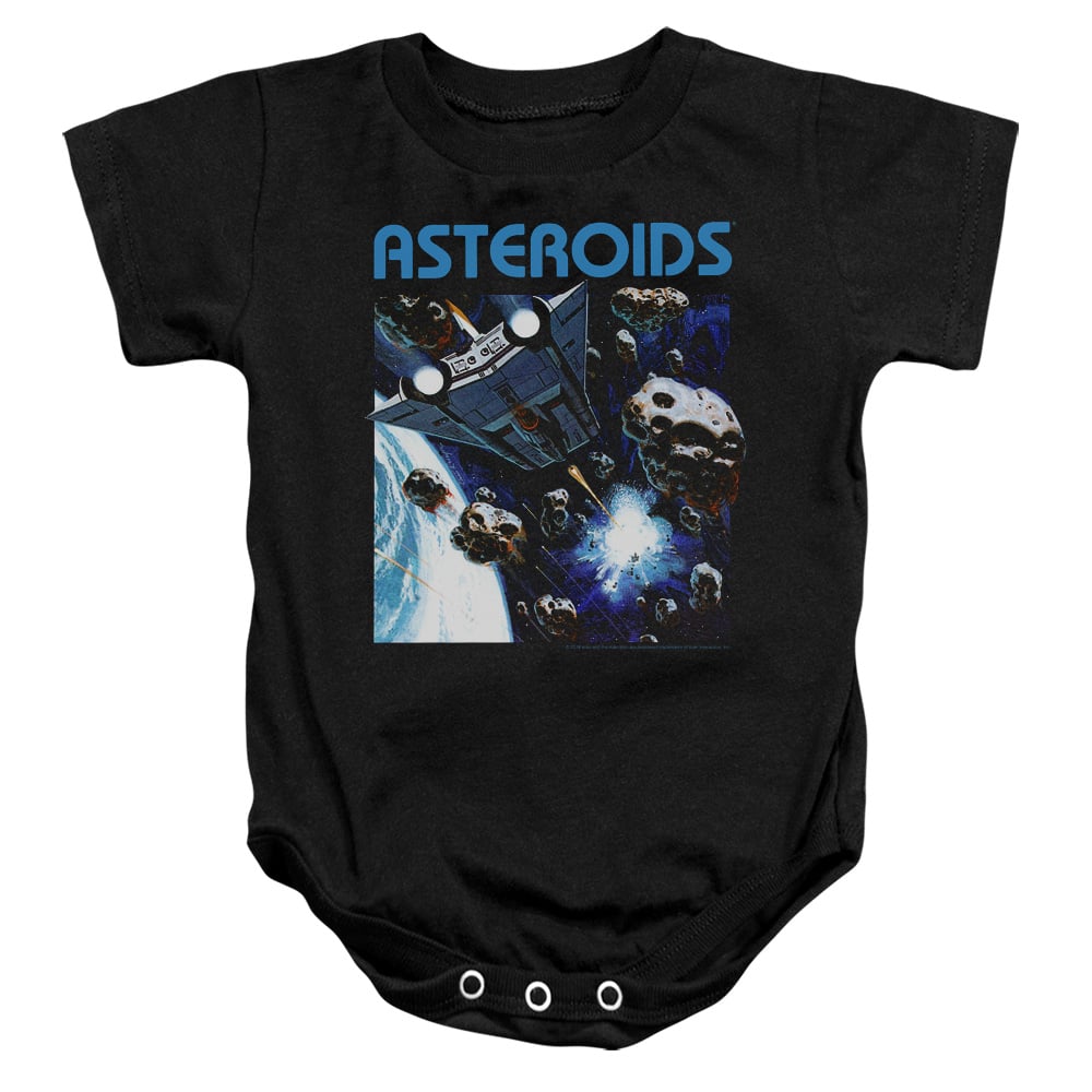 ATRI118-SS-1 Atari & 2600 Asteroids Infant Cotton Snapsuit, Black - Small - 6 Months