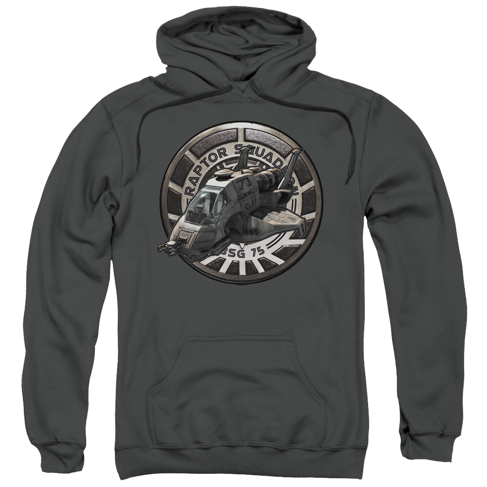 BSG111-AFTH-1 BSG & Raptor Squadron Adult Pull-Over Hoodie, Charcoal - Small