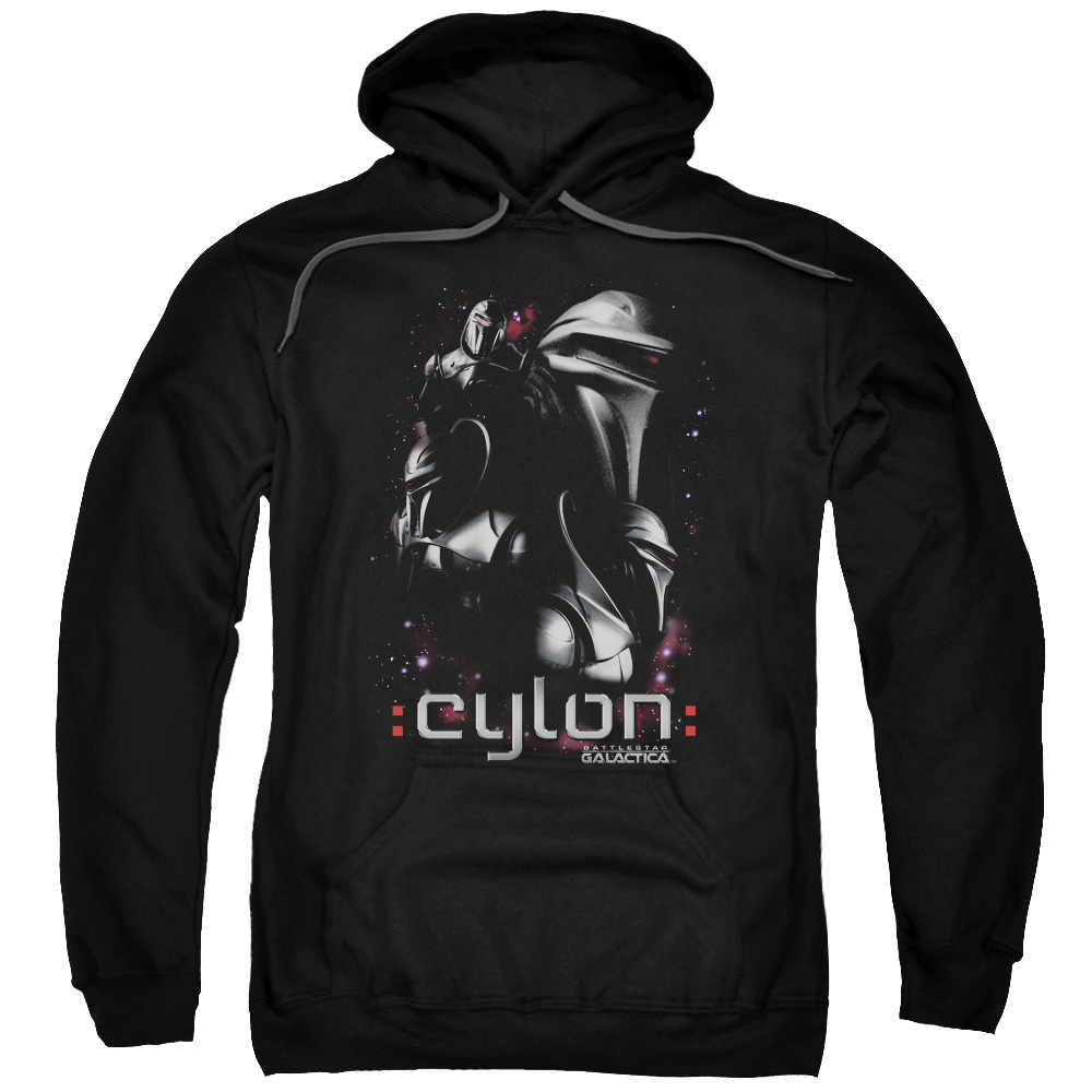 BSG224-AFTH-3 Battlestar Galactica & Centurions Adult Pull-Over Hoodie, Black - Large