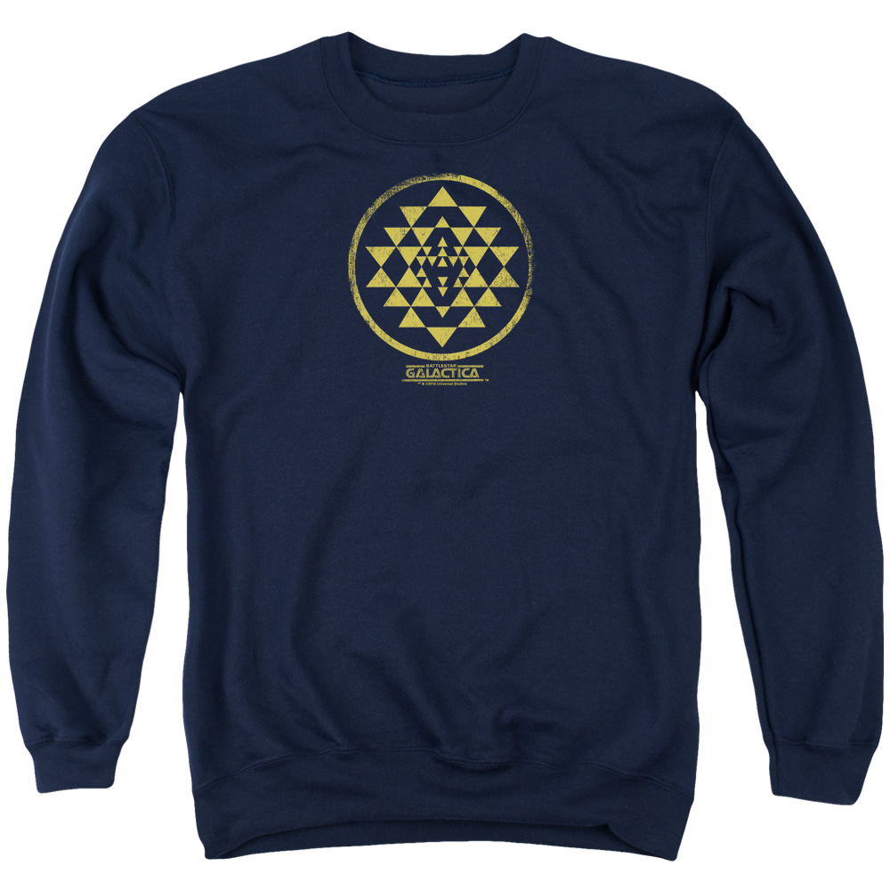 BSG & Gold Squadron Patch Long Sleeve Adult Crewneck Sweatshirt, Navy - Large