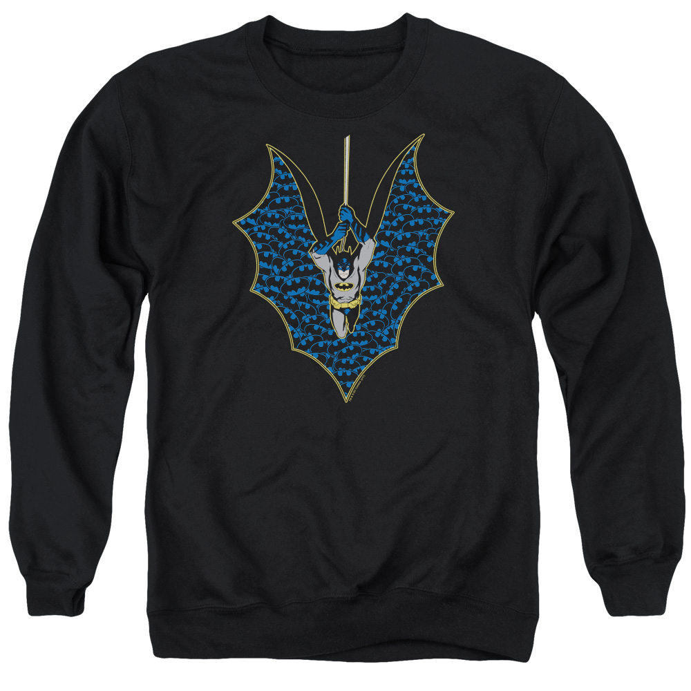 Batman & Bat Fill Long Sleeve Adult Crewneck Sweatshirt, Black - 2X