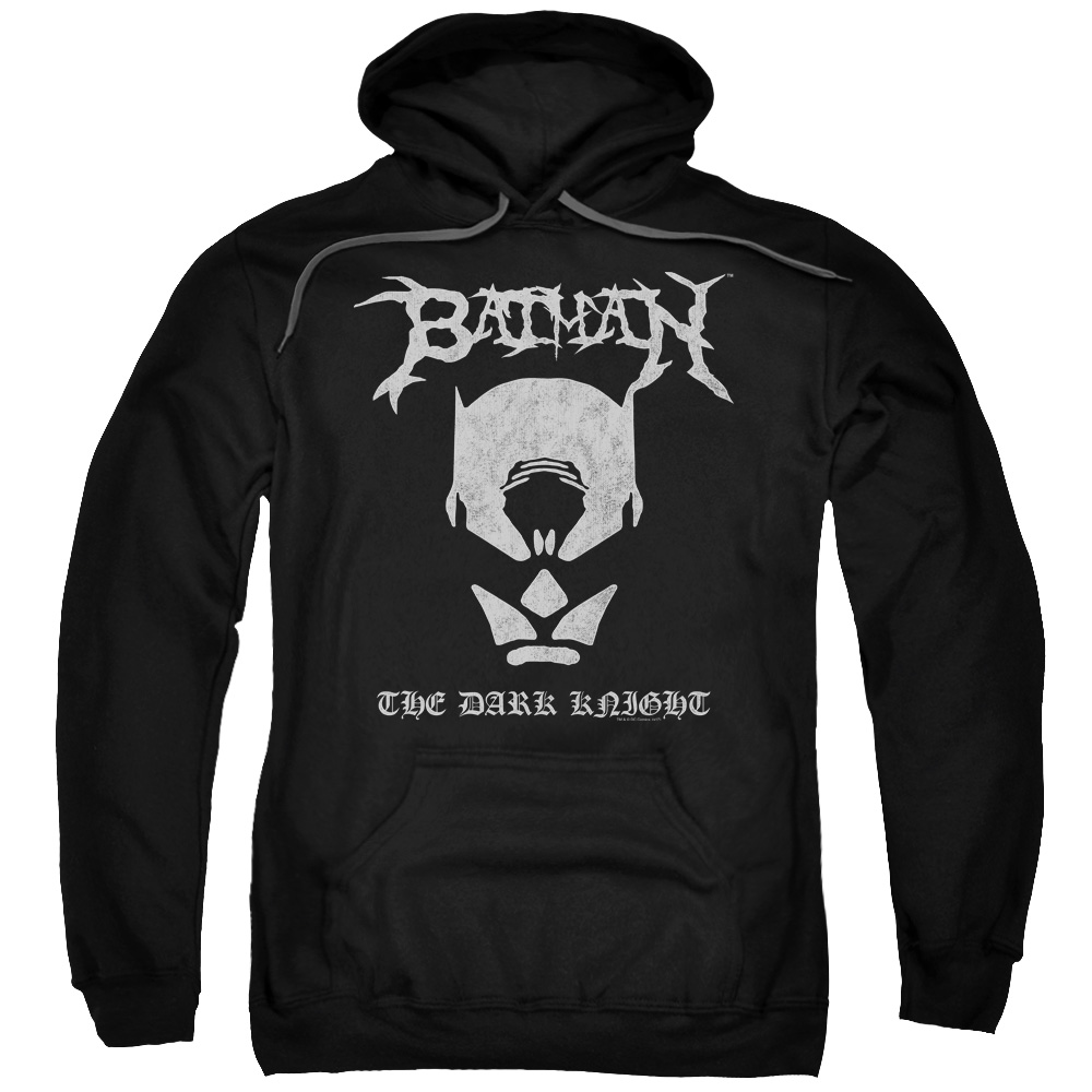 BM2823-AFTH-2 Batman & Black Metal Batman Adult Pull-Over Hoodie, Black - Medium