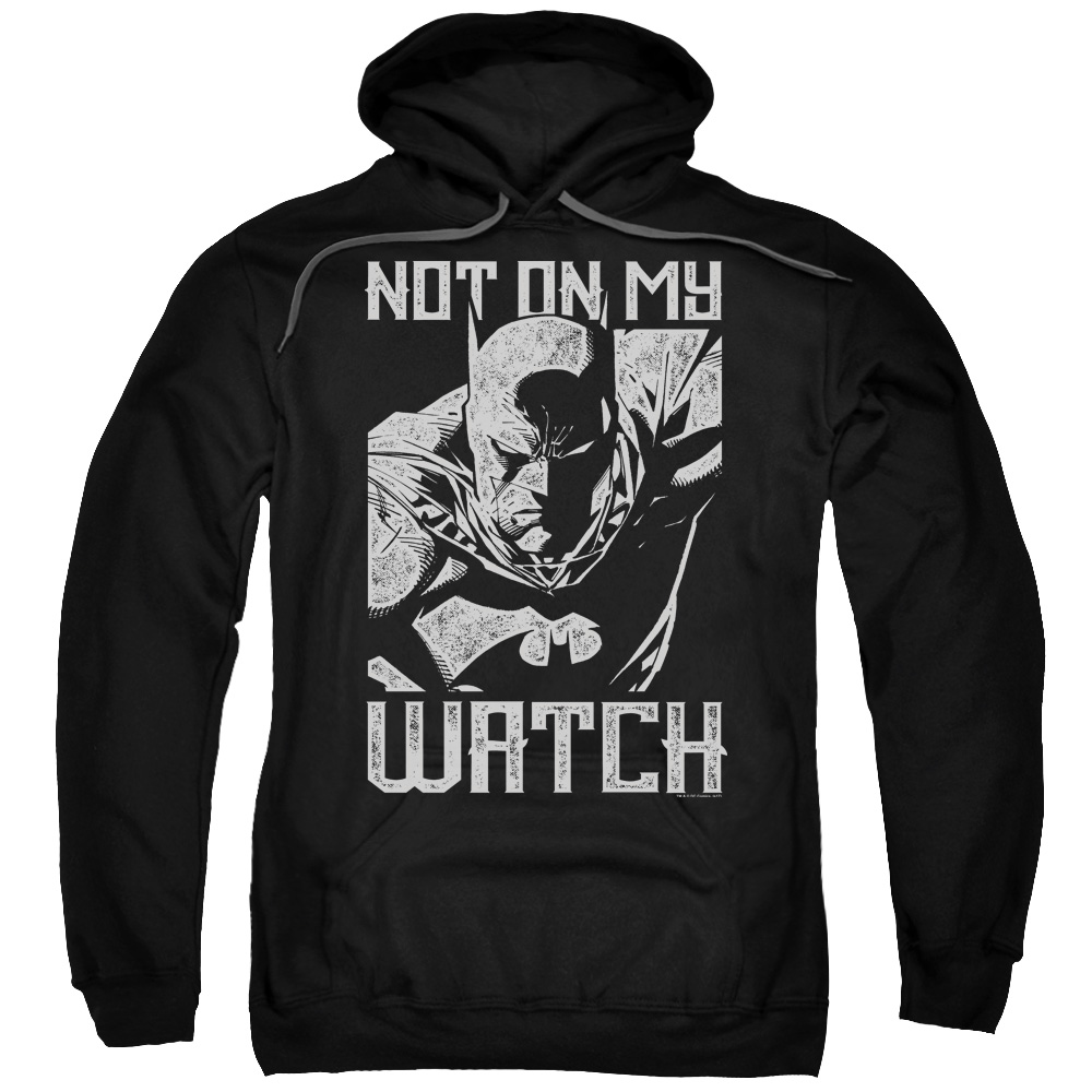 BM2866-AFTH-3 Batman & Watch Adult Pull-Over Hoodie, Black - Large