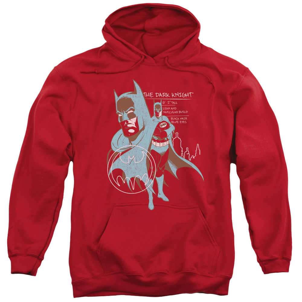 Batman & Lean & Muscular Adult Pull-Over Hoodie, Red - Small