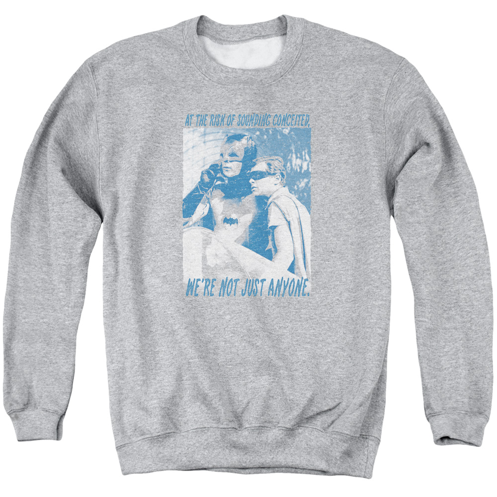 Batman Classic TV & Boogie Nights Long Sleeve Adult Crewneck Sweatshirt, Athletic Heather - Large