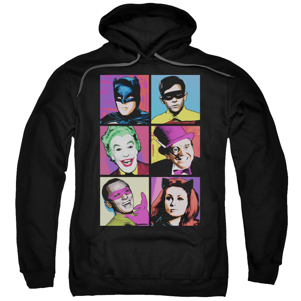 Batman Classic TV & Pop Cast Adult Pull-Over Hoodie, Black - 5X