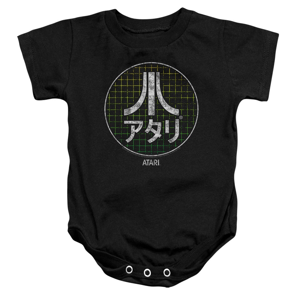 ATRI102-SS-3 Atari & Japanese Grid Infant Cotton Snapsuit, Black - Large - 18 Months