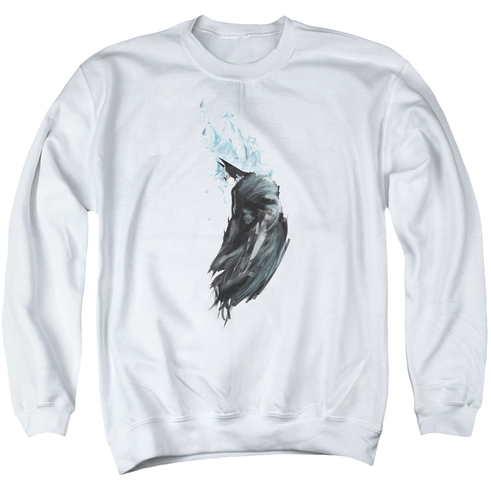 Batman & Wash Long Sleeve Adult Crewneck Sweatshirt, White - 3X