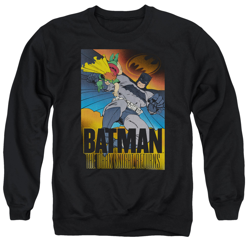 BM2216-AS-2 Batman & DK Returns Long Sleeve Adult Crewneck Sweatshirt, Black - Medium