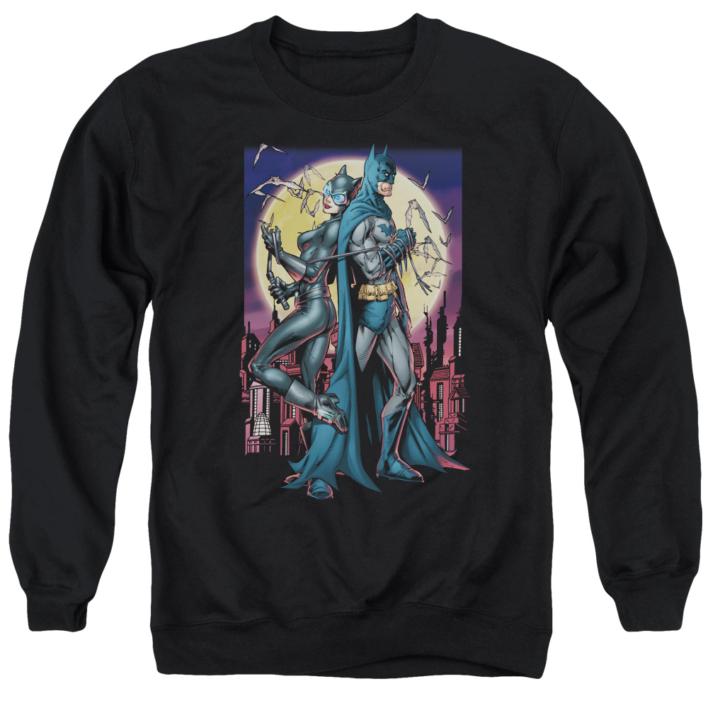 Batman & Paint the Town Red Long Sleeve Adult Crewneck Sweatshirt, Black - 3X