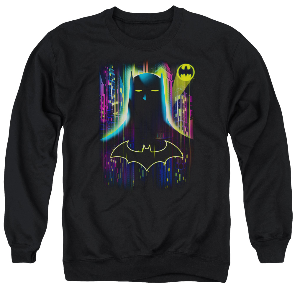 Batman & Knight Lights Long Sleeve Adult Crewneck Sweatshirt, Black - 2X