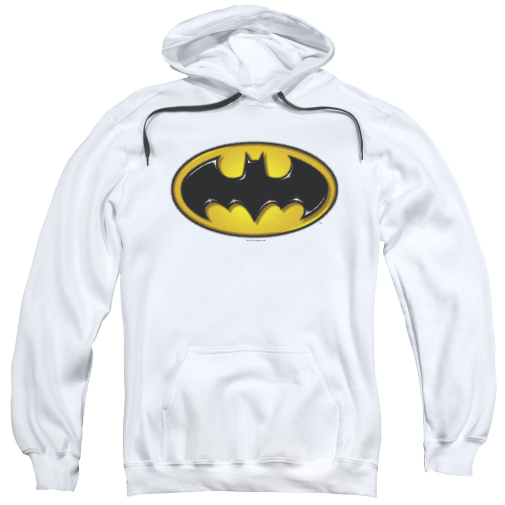 Batman & Airbrush Bat Symbol Adult Pull-Over Hoodie, White - Medium -  NewGroove, NE1977602