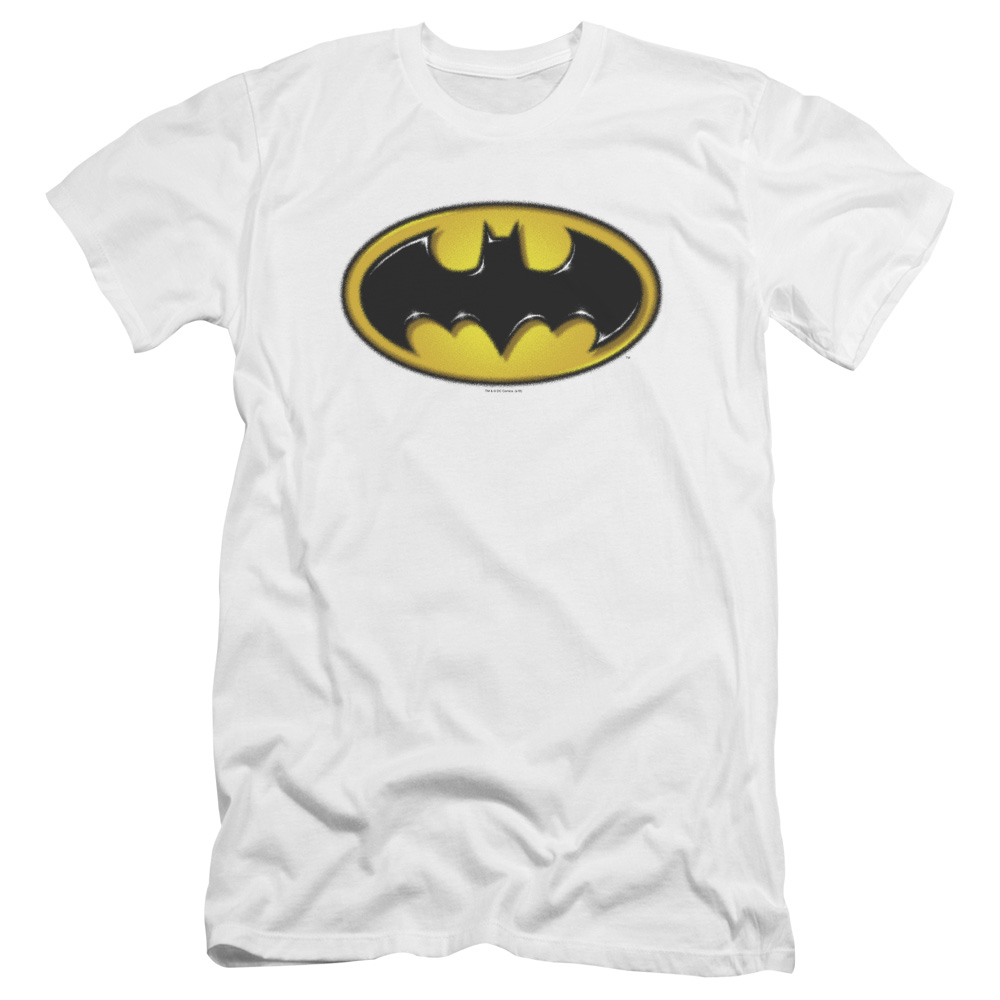 Batman & Airbrush Bat Symbol HBO Short Sleeve Cotton Adult Premium Canvas Brand Slim Fit 30-1 T-Shirt, White - Medium -  NewGroove, NE1953849