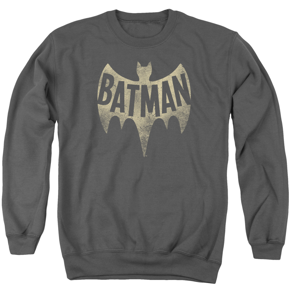 Batman Classic TV & Vintage Logo Long Sleeve Adult Crewneck Sweatshirt, Charcoal - Medium