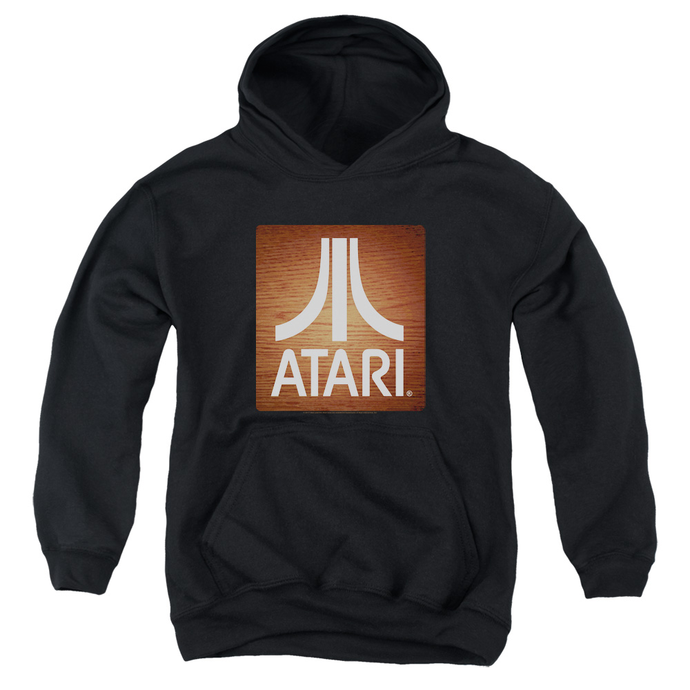 ATRI173-YFTH-4 Atari & Classic Wood Square Youth Cotton Pull-Over Hoodie, Black - Extra Large
