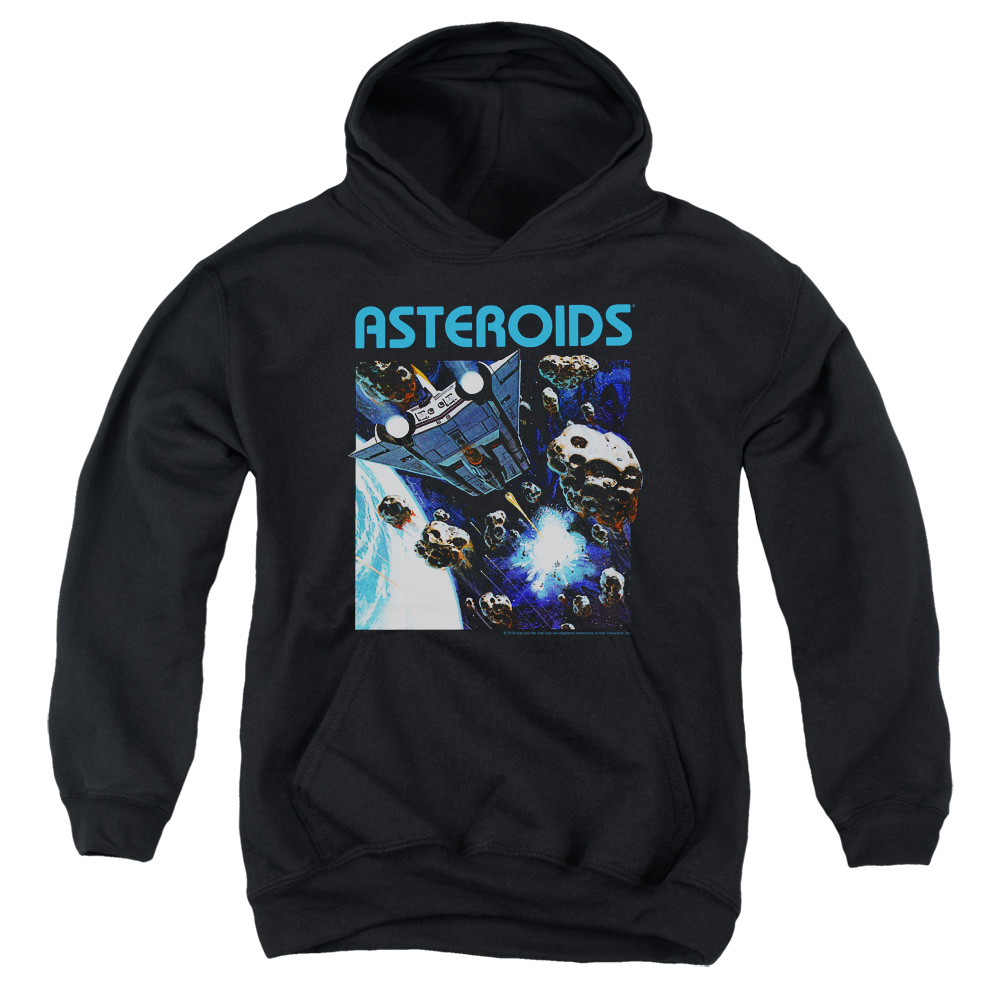 ATRI118-YFTH-2 Atari & 2600 Asteroids Youth Cotton Pull-Over Hoodie, Black - Medium